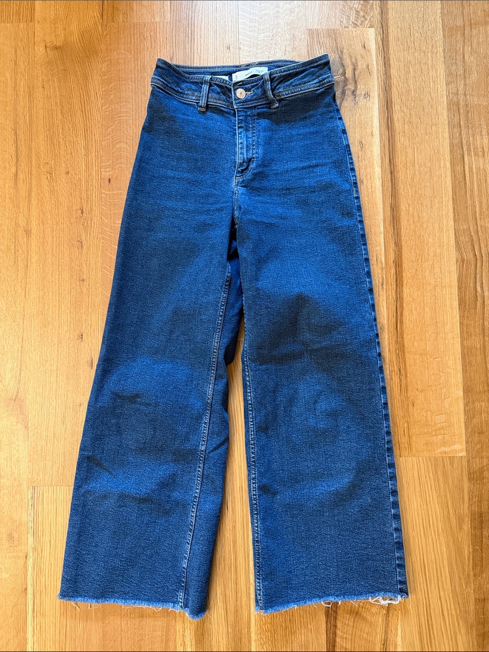 Mango Dark Blue High-Rise Wide Leg Jeans